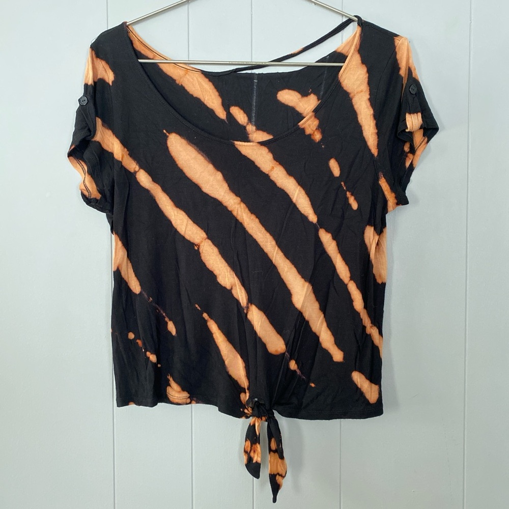 DIY bleach dye tie front crop top